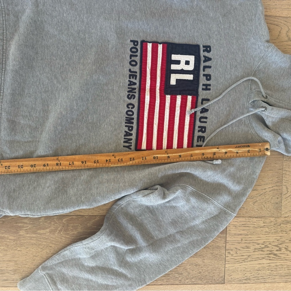 Ralph Lauren Gray Hoodie with Flag Design - Picture 2 of 6